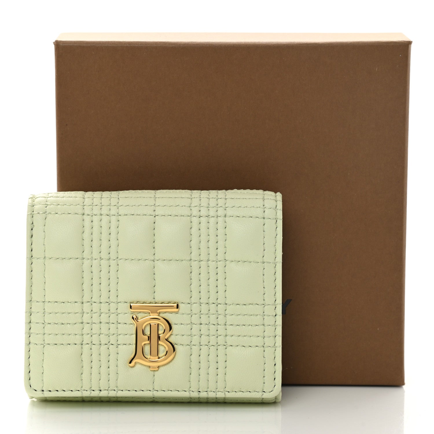 Burberry Lambskin Quilted Small Lola Folding Wallet Pistachio 10 of 10