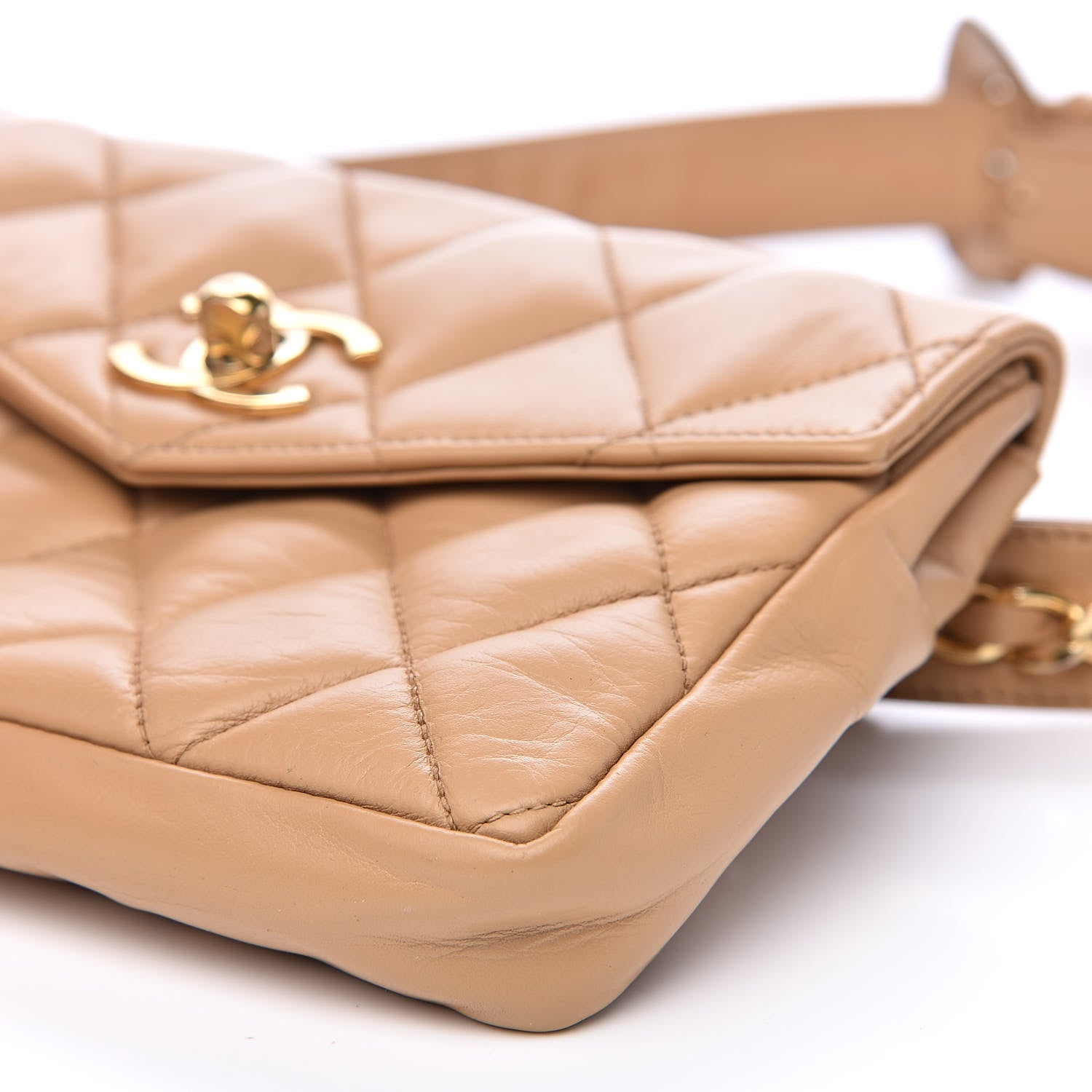 Chanel Lambskin Quilted Flap Waist Belt Bag 70 28 Beige 8 of 16