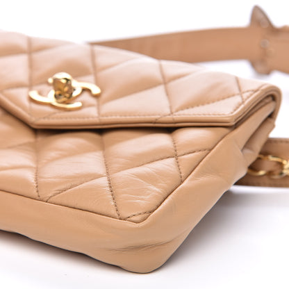 Chanel Lambskin Quilted Flap Waist Belt Bag 70 28 Beige 8 of 16