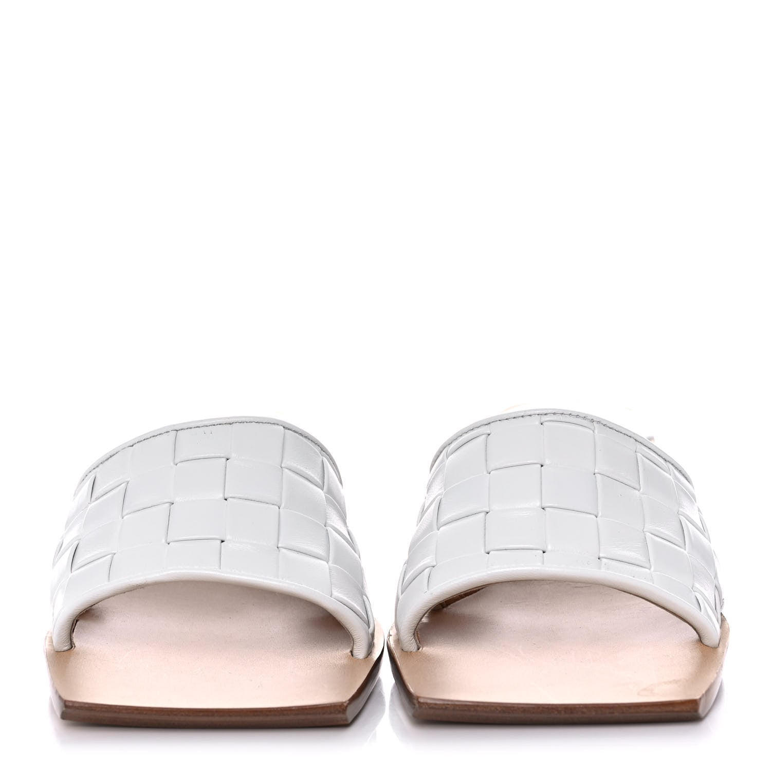 Bottega Veneta Nappa Intrecciato Squared Toe Low Mule Sandals 38.5 White 2 of 7