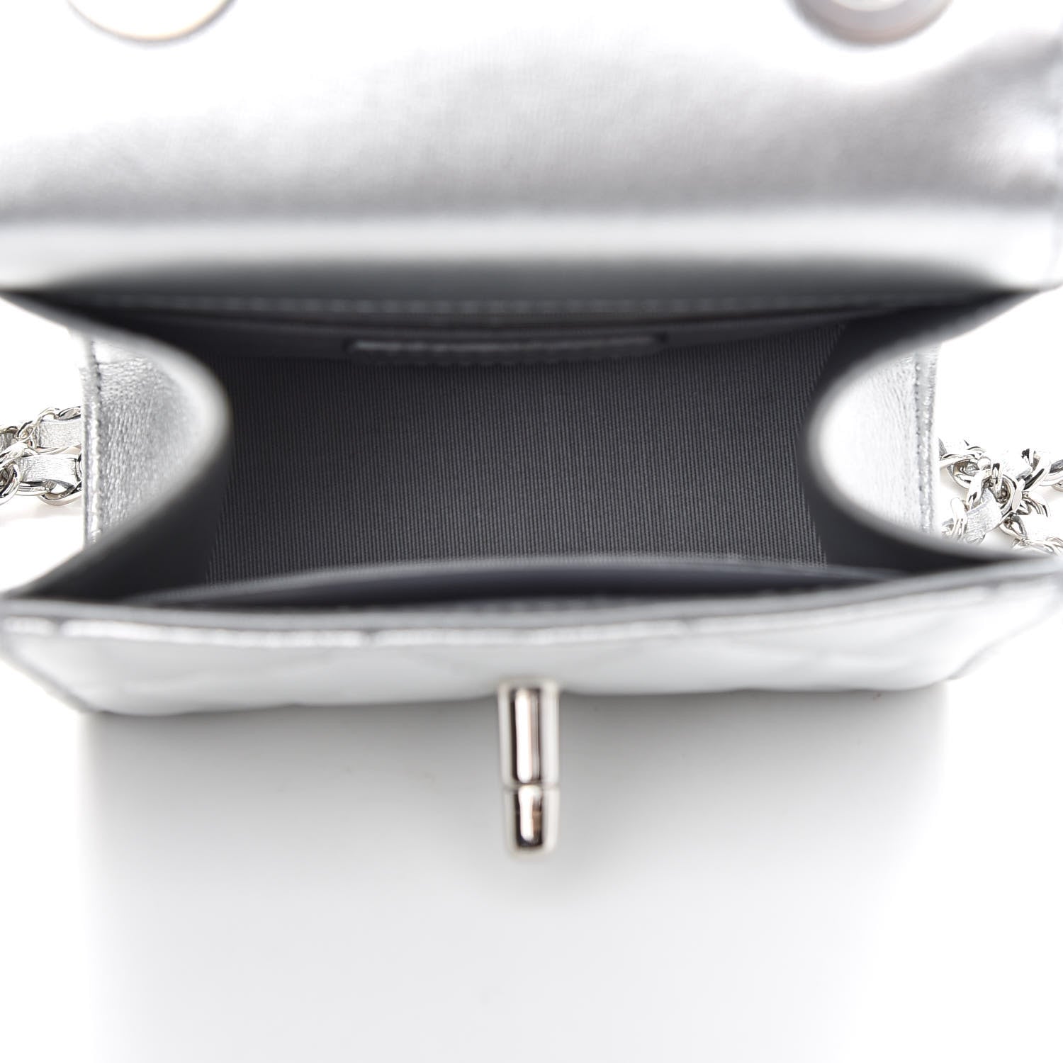 Chanel Metallic Lambskin Quilted Mini Trendy CC Clutch With Chain Silver 4 of 8