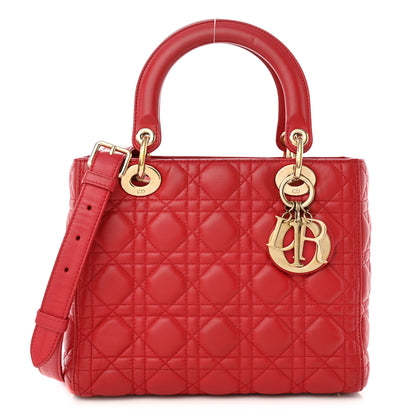 Christian Dior Lambskin Cannage Medium Lady Dior Red 1 of 10