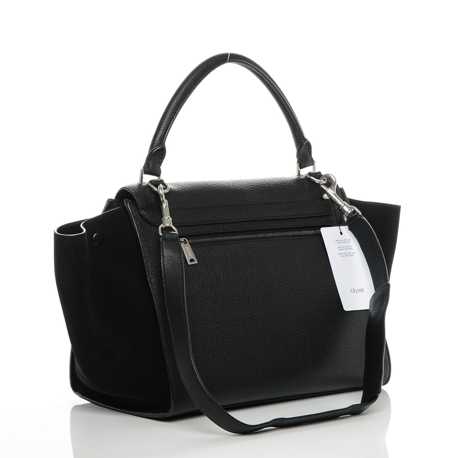 Celine Drummed Calfskin Suede Medium Trapeze Black 3 of 7