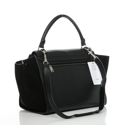 Celine Drummed Calfskin Suede Medium Trapeze Black 3 of 7