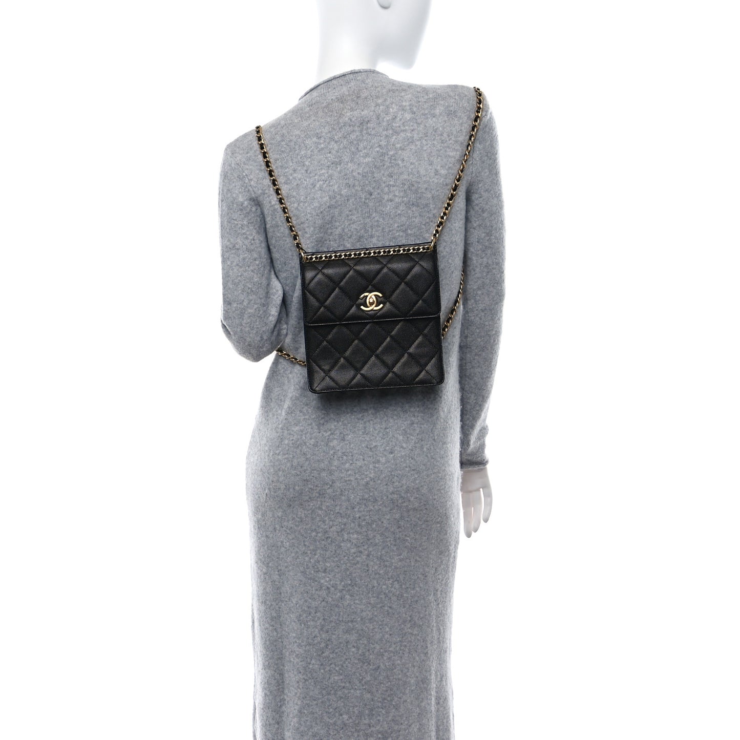 Caviar Quilted Chain Backpack Black