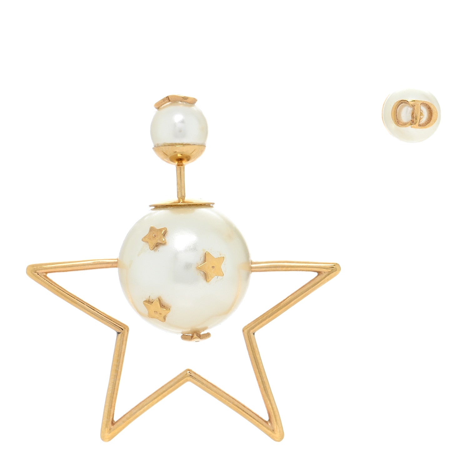 Christian Dior Pearl Bee Star Tribales Hoop Earrings 1 of 4