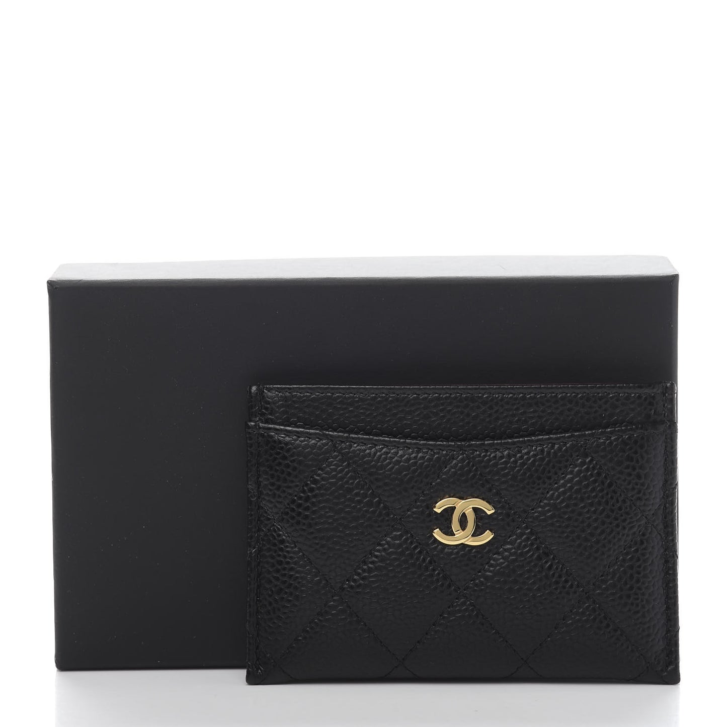 Caviar Quilted Card Holder Black