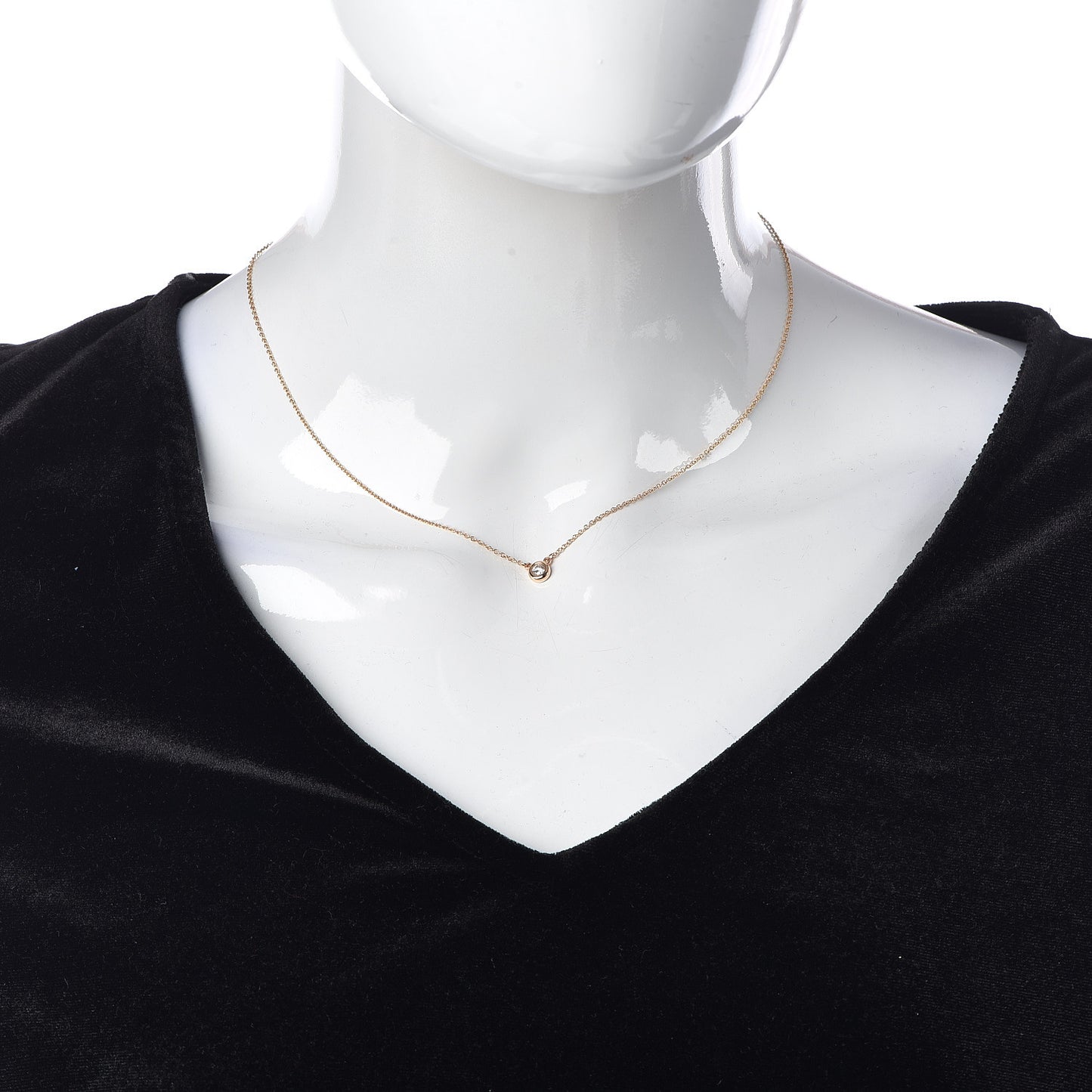 18K Rose Gold Diamond .11ct Elsa Peretti Diamonds by the Yard Pendant Necklace