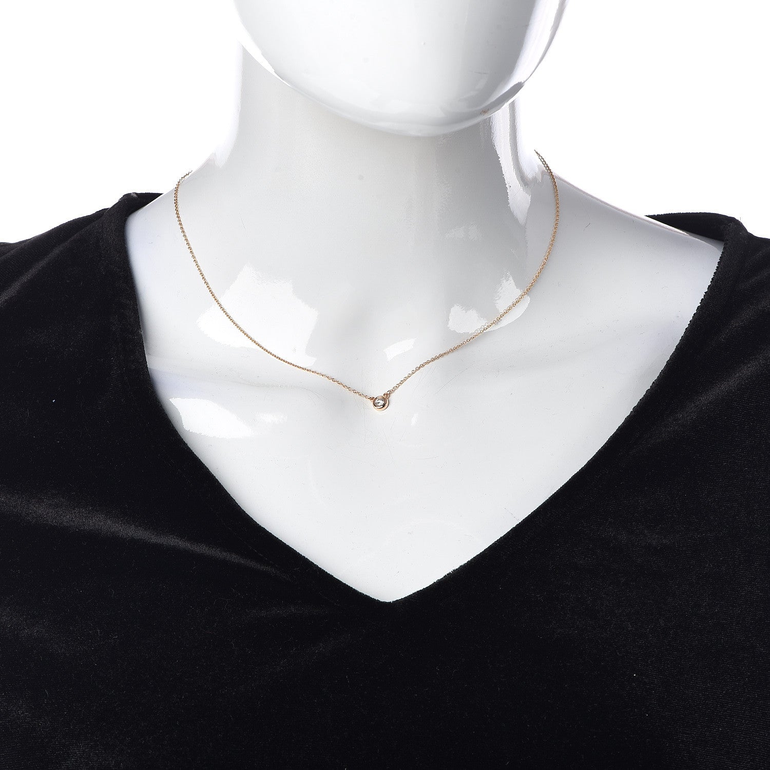 Tiffany 18K Rose Gold Diamond .11ct Elsa Peretti Diamonds by the Yard Pendant Necklace 2 of 6