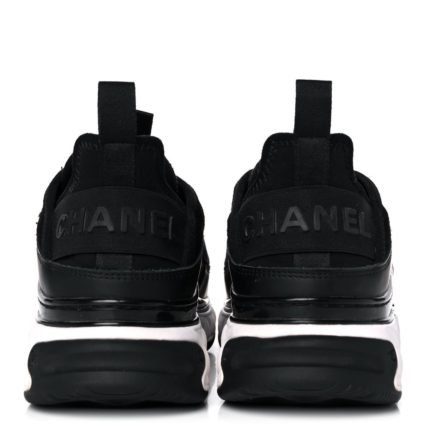 Velvet Calfskin Mixed Fibers CC Sneakers 36.5 Black