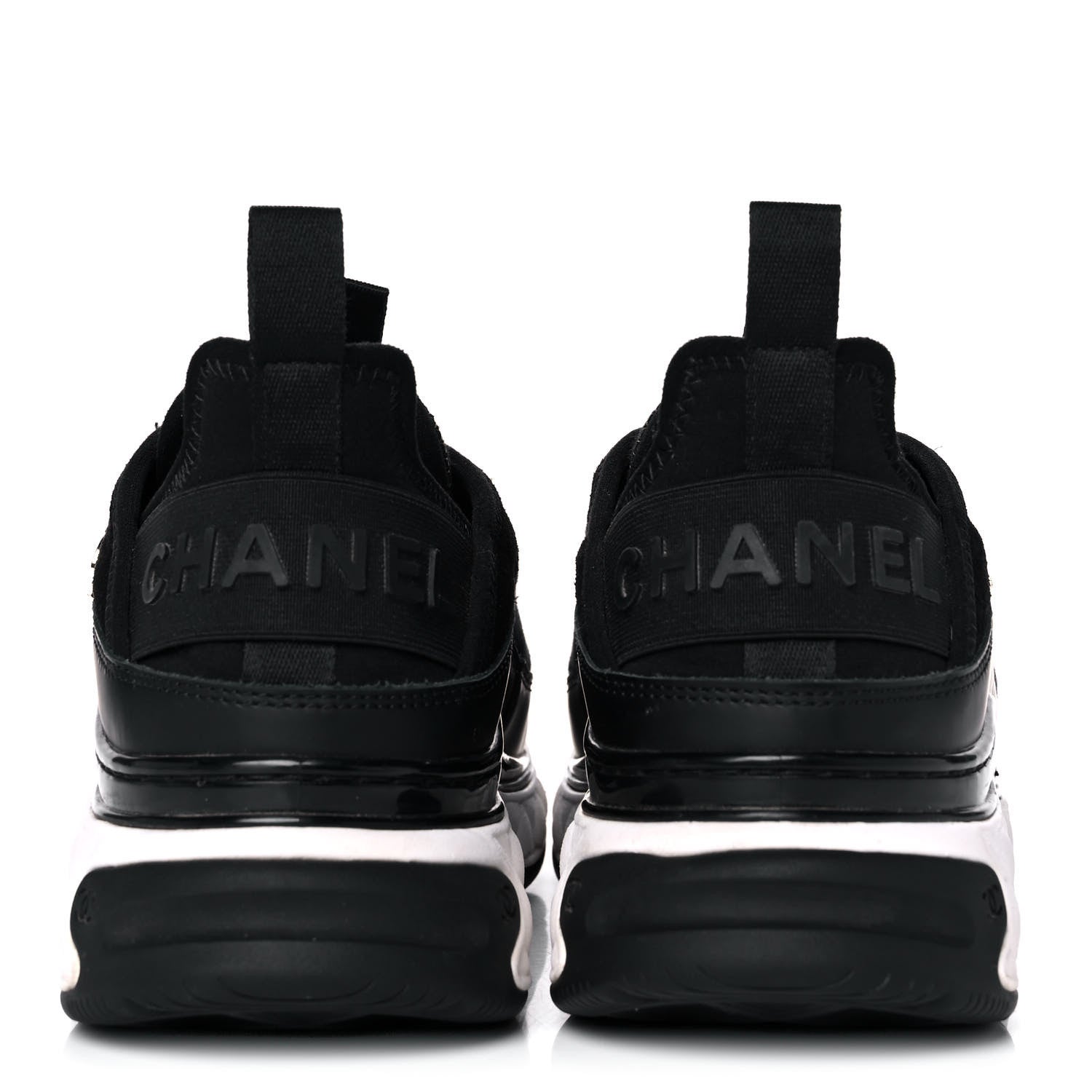 Chanel Velvet Calfskin Mixed Fibers CC Sneakers 36.5 Black 5 of 10