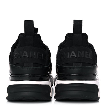 Chanel Velvet Calfskin Mixed Fibers CC Sneakers 36.5 Black 5 of 10