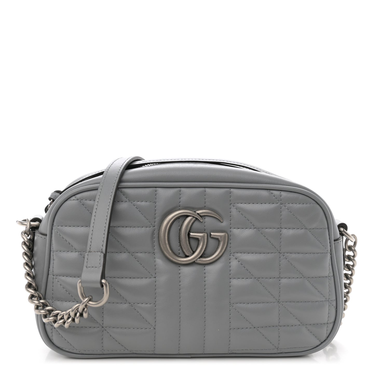 Calfskin Matelasse Aria Small GG Marmont Chain Shoulder Bag Deep Grey