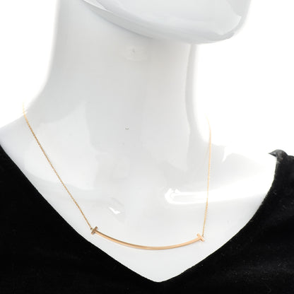 Tiffany 18K Rose Gold Large T Smile Pendant Necklace 2 of 6