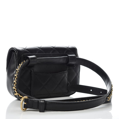 Chanel Lambskin Quilted Chain Infinity Waist Belt Bag Black 3 of 9