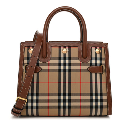 Burberry Calfskin Vintage Check Mini Two Handle Title Bag Archive Beige 1 of 10