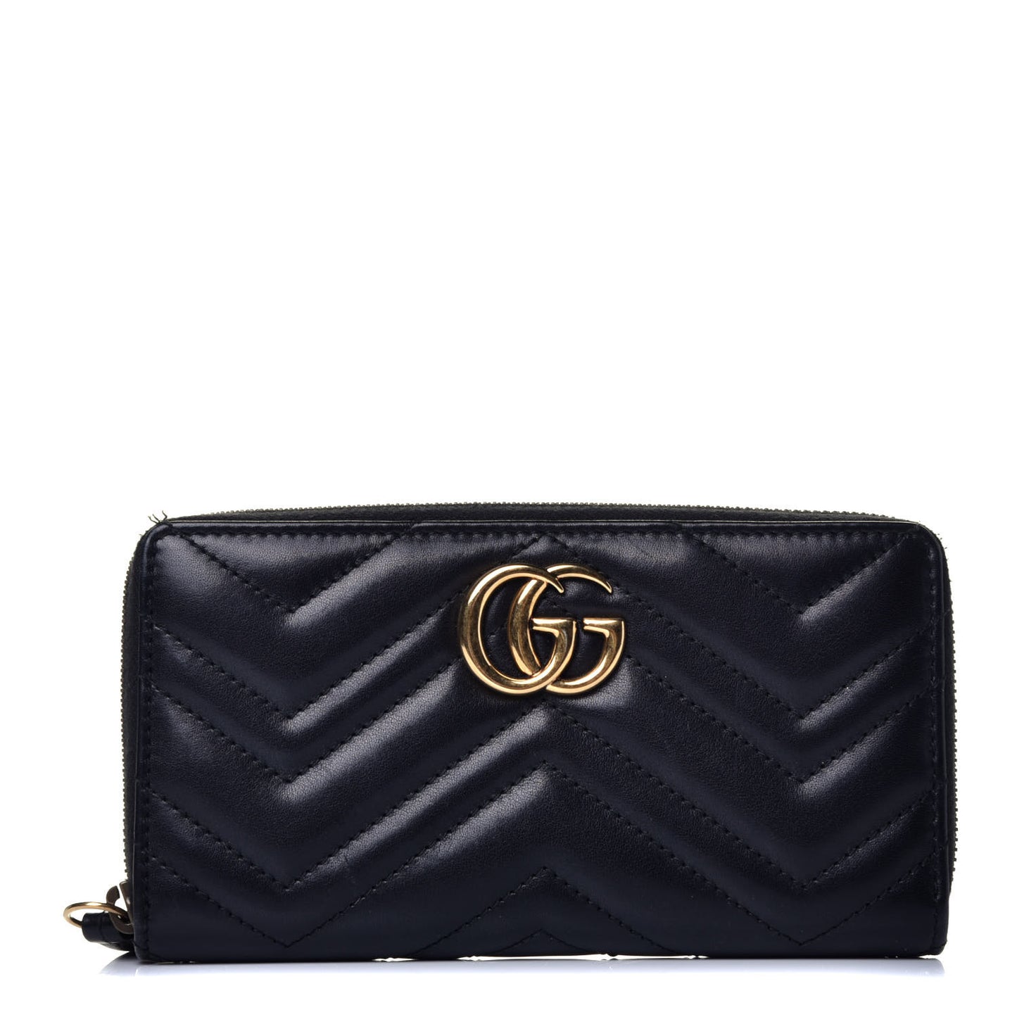 Calfskin Matelasse GG Marmont Zip Around Wallet Black