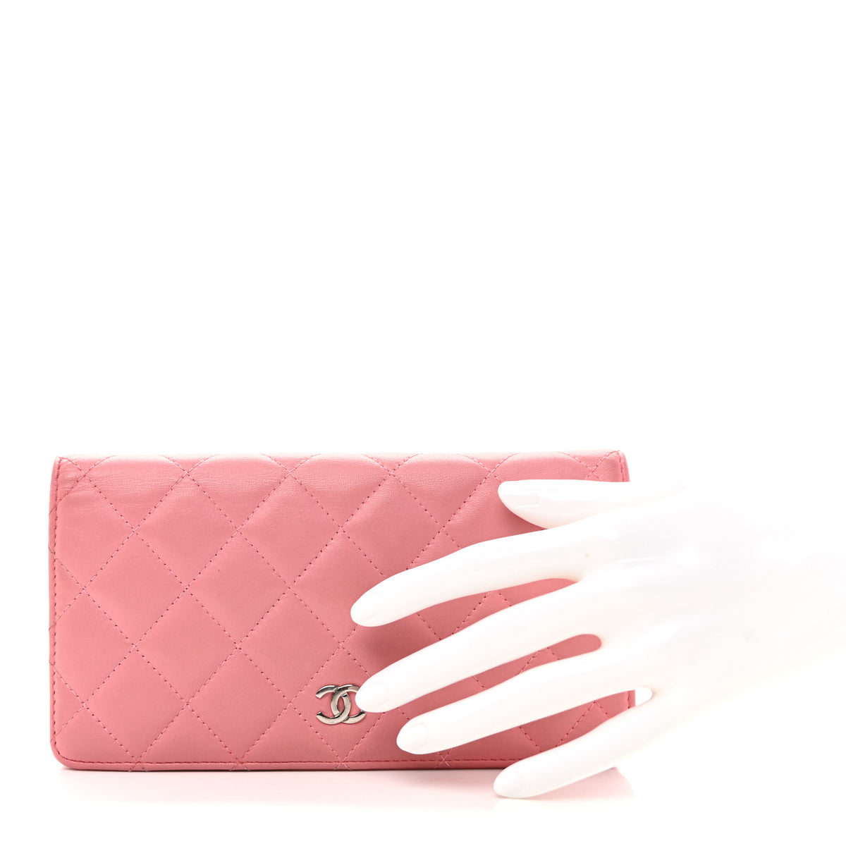 Lambskin Quilted Yen Wallet Pink
