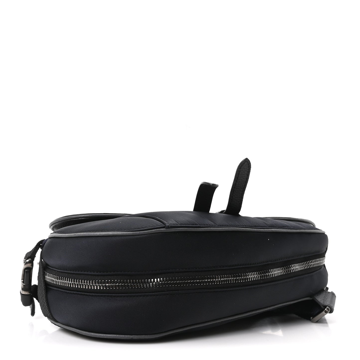 X SACAI Grained Calfskin Technical Fabric Mens Saddle Bag Black