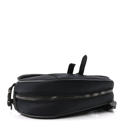 Christian Dior X SACAI Grained Calfskin Technical Fabric Mens Saddle Bag Black 3 of 10