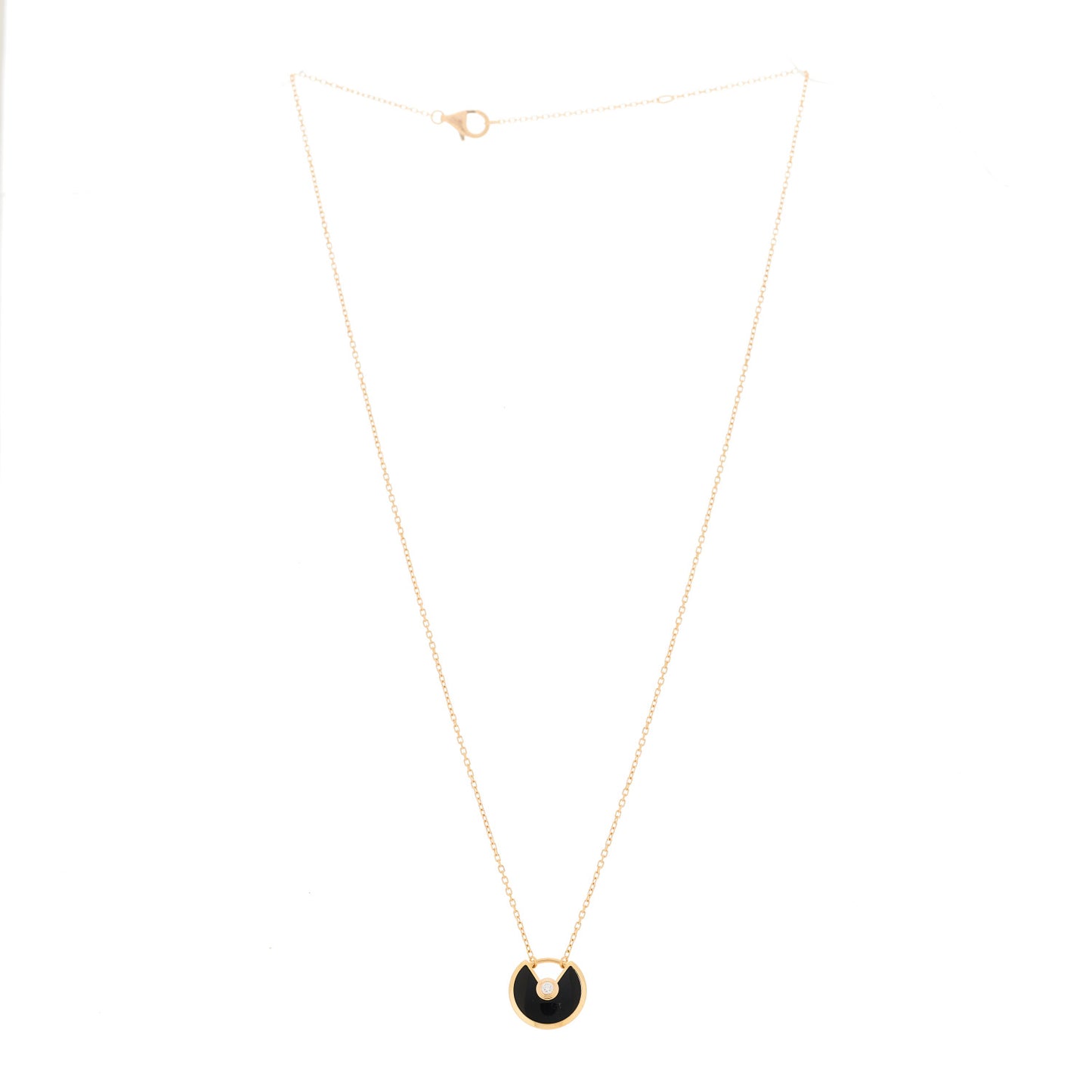 18K Pink Gold Diamond Black Onyx XS Amulette de Cartier Pendant Necklace