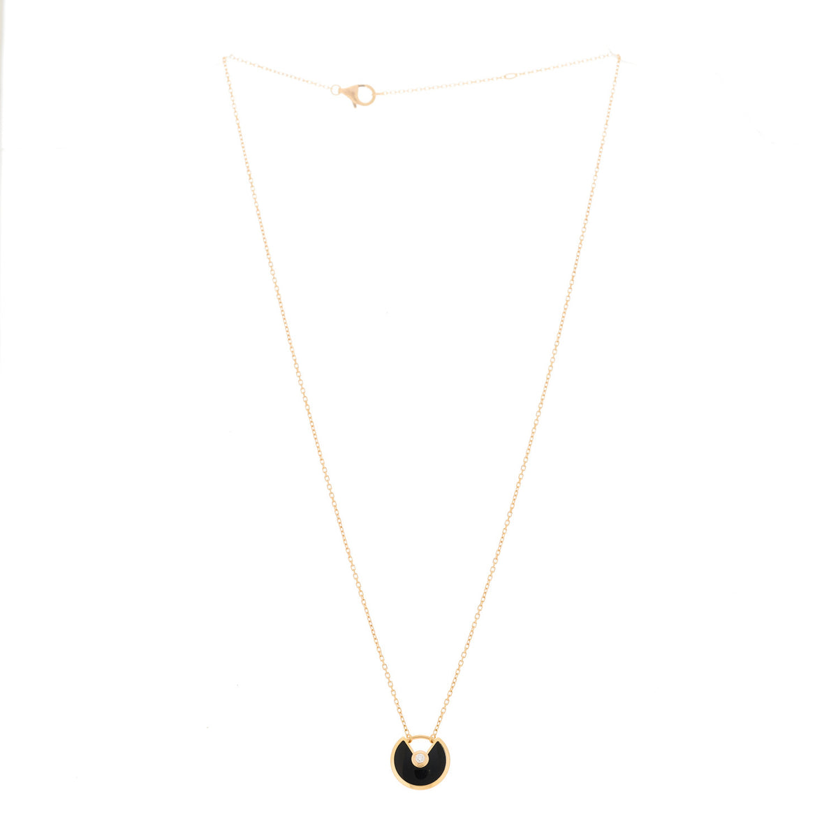 Cartier 18K Pink Gold Diamond Black Onyx XS Amulette de Cartier Pendant Necklace 3 of 5
