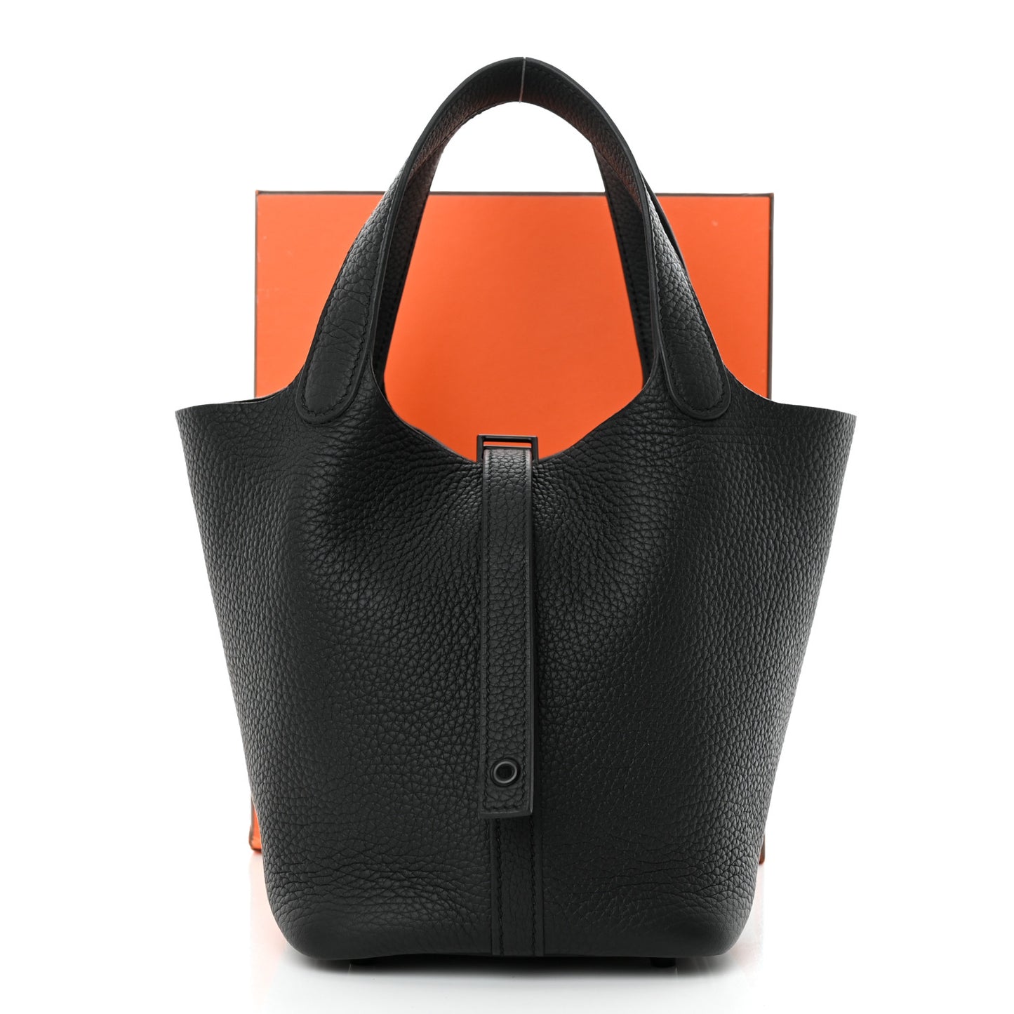 Taurillon Clemence Monochrome Picotin Lock 18 PM Black