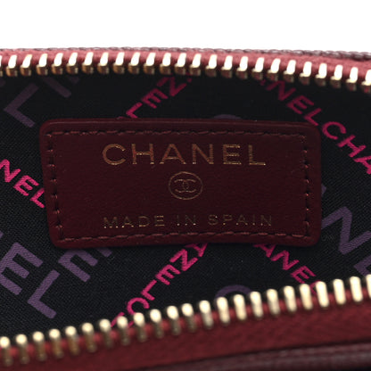 Chanel Caviar Quilted Crystal Zip Card Holder Wallet Burgundy 6 of 8