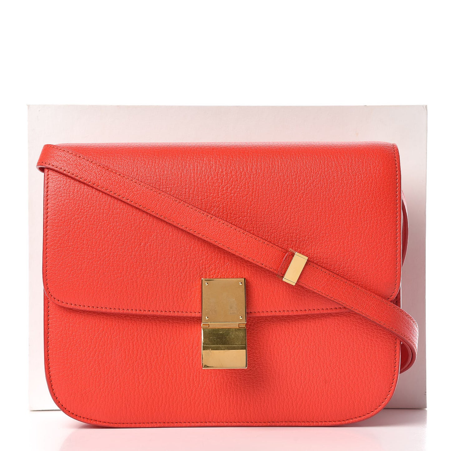 Goatskin Medium Classic Box Flap Bag Alizarin
