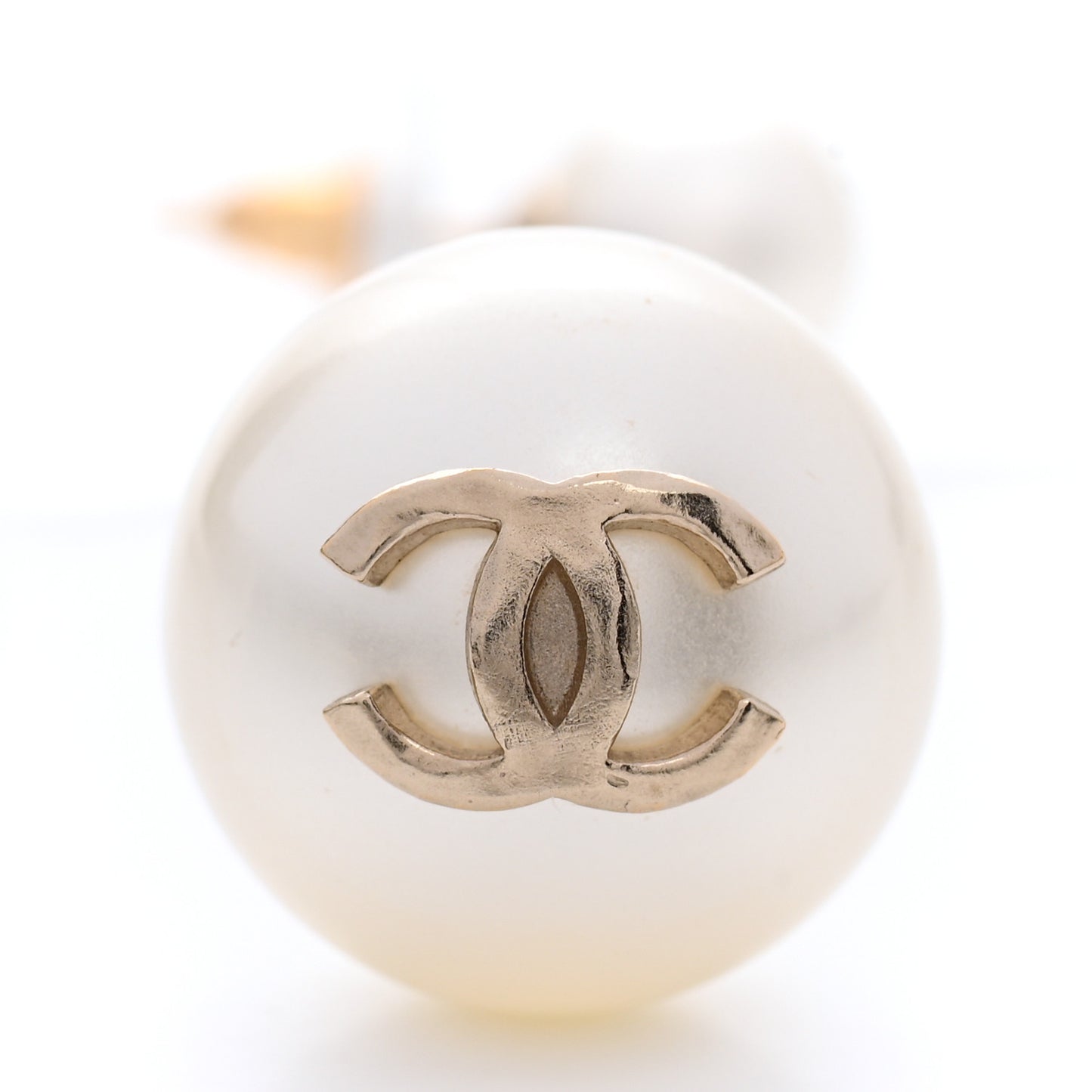 Pearl CC Chain Drop Earrings Gold