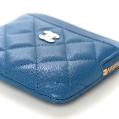 Chanel Caviar Quilted Zip Card Holder Wallet Blue 9 of 10