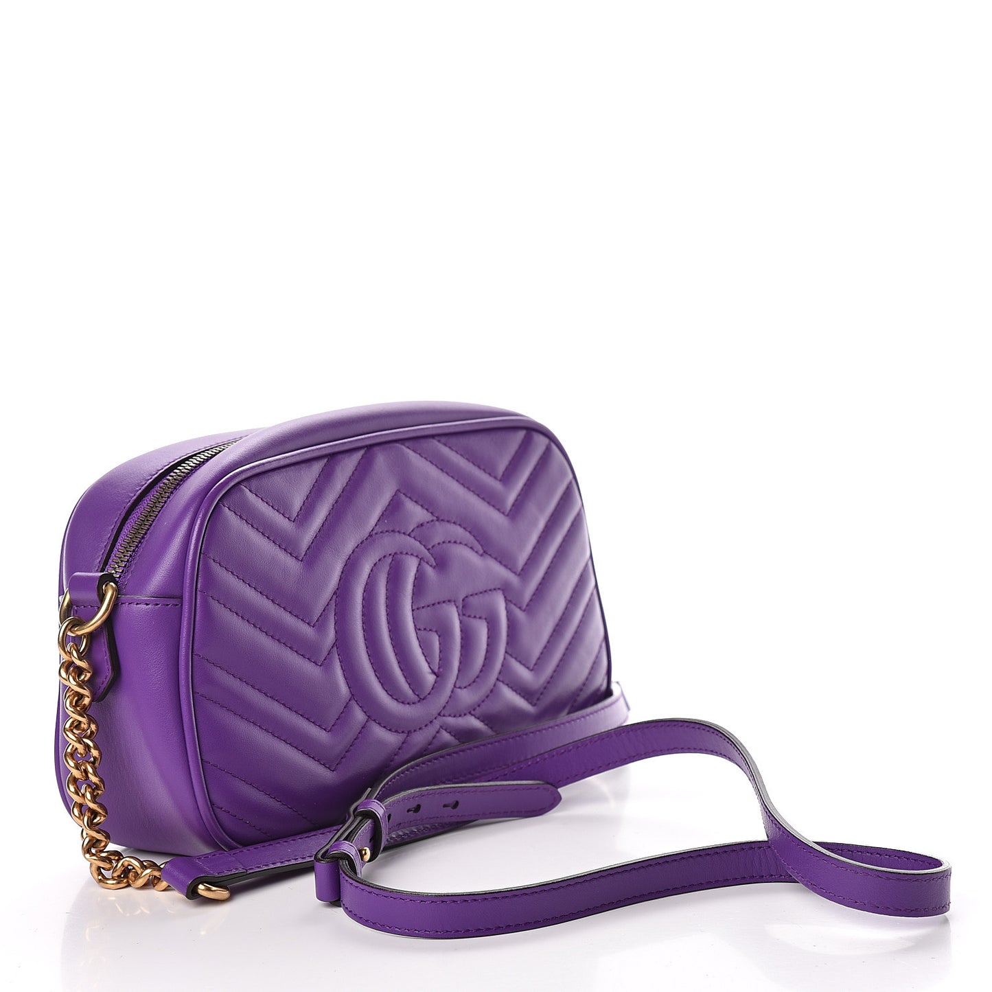 Calfskin Matelasse Small GG Marmont Chain Shoulder Bag Shine Purple