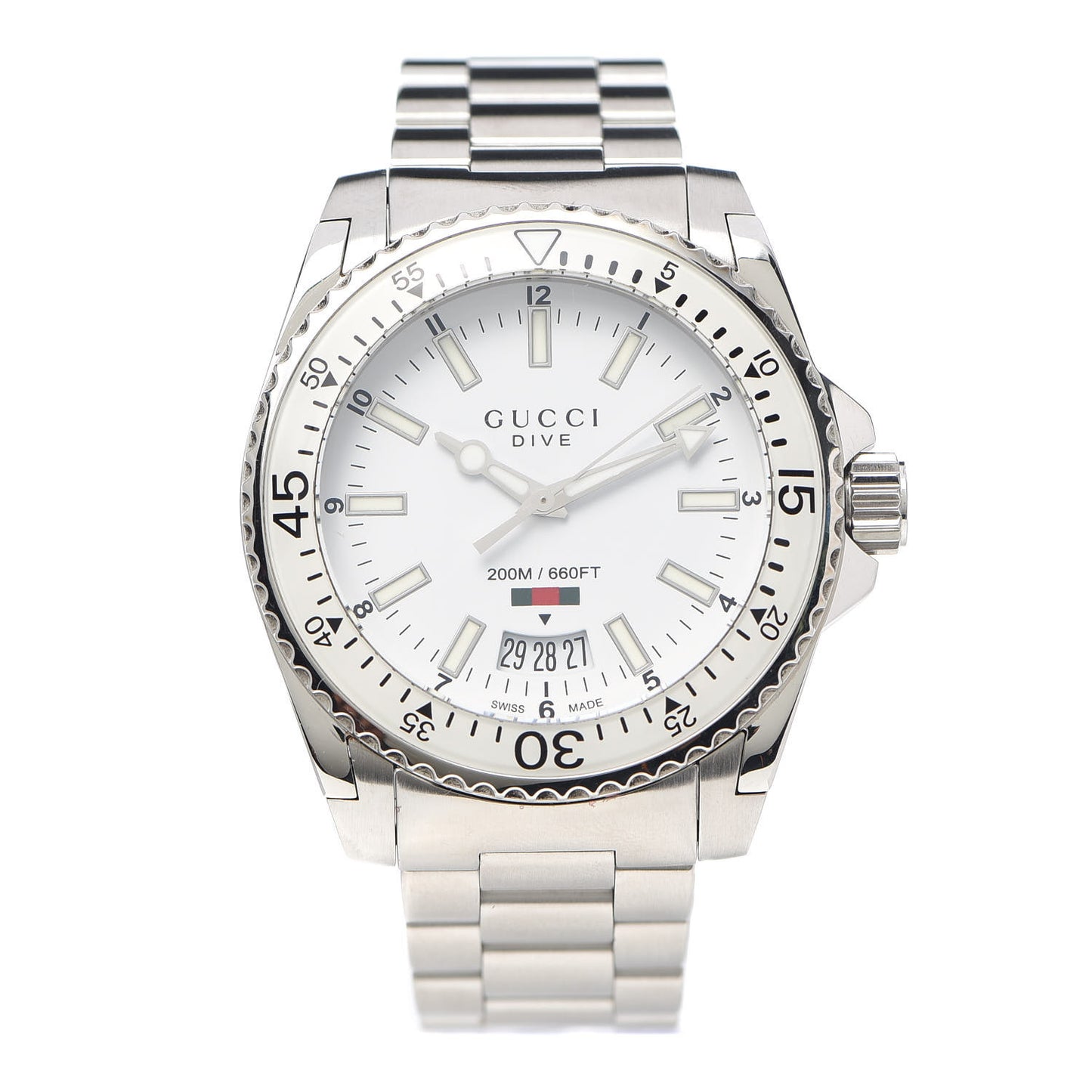 Stainless Steel 40mm Dive Quartz Watch White
