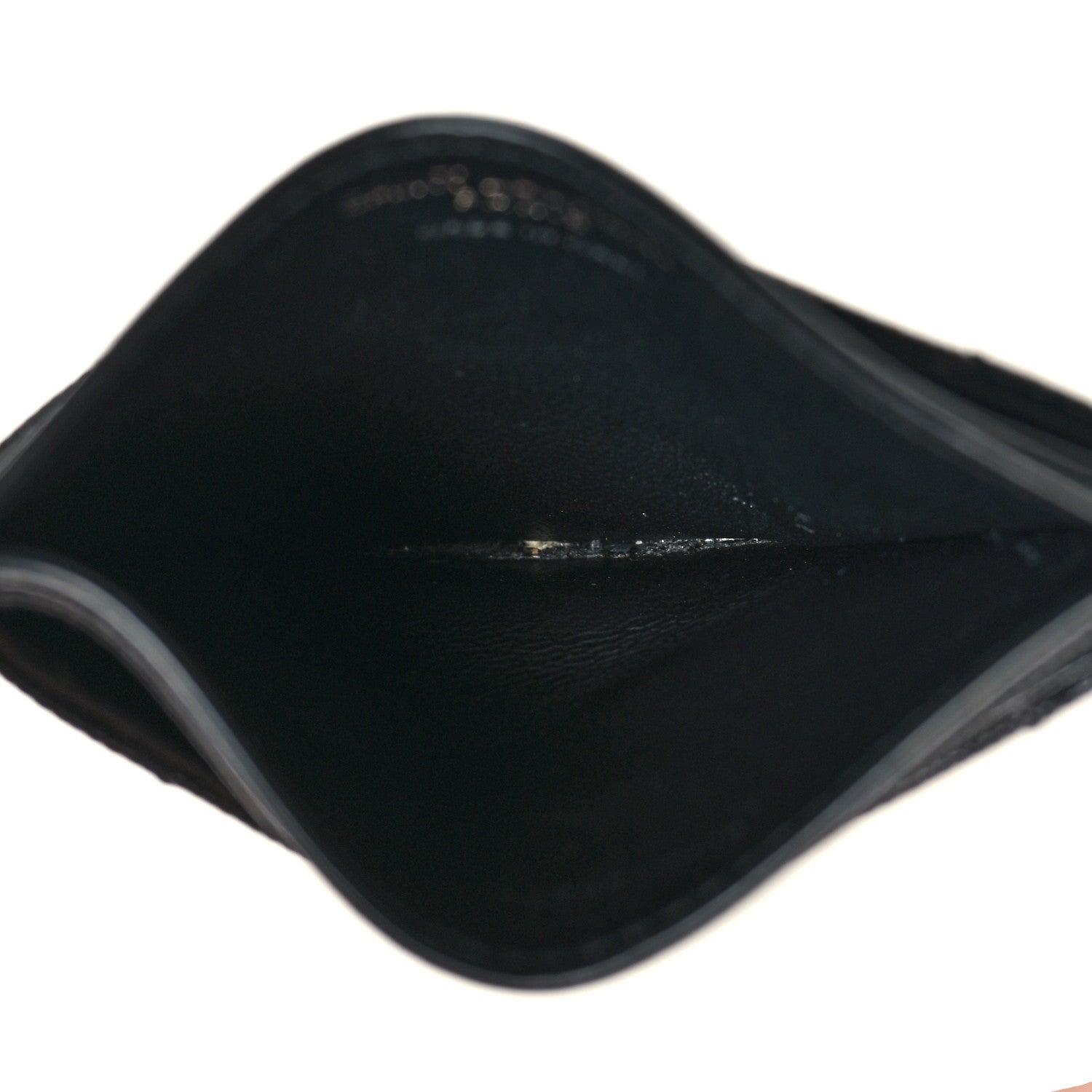 Saint Laurent Grain De Poudre Matelasse Chevron Monochrome Monogram Credit Card Case Black 5 of 9