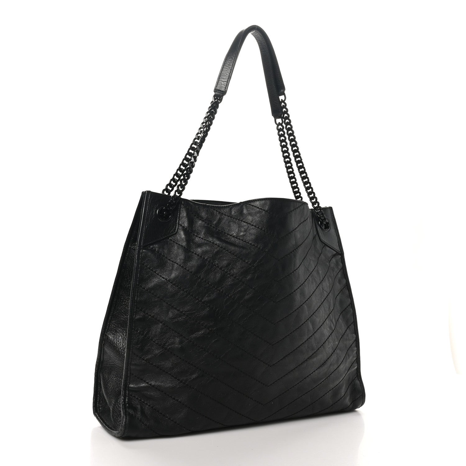 Saint Laurent Crinkled Calfskin Matelasse Monogram Large Niki Shopper Tote Black 3 of 10