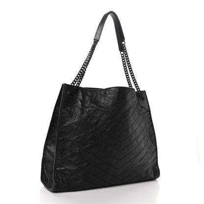 Saint Laurent Crinkled Calfskin Matelasse Monogram Large Niki Shopper Tote Black 3 of 10