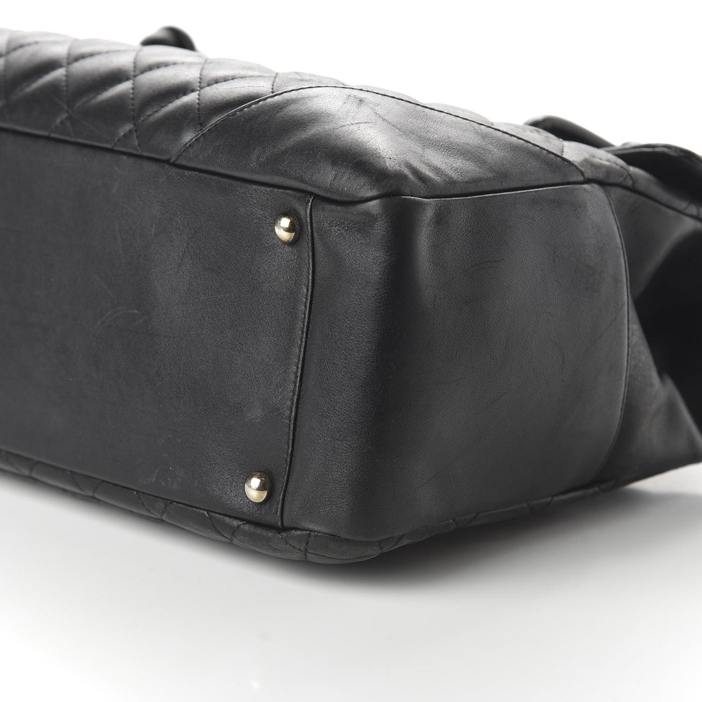 Calfskin Quilted Large Cambon Flap Black White