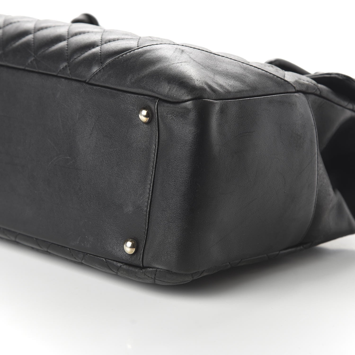 Chanel Calfskin Quilted Large Cambon Flap Black White 7 of 12