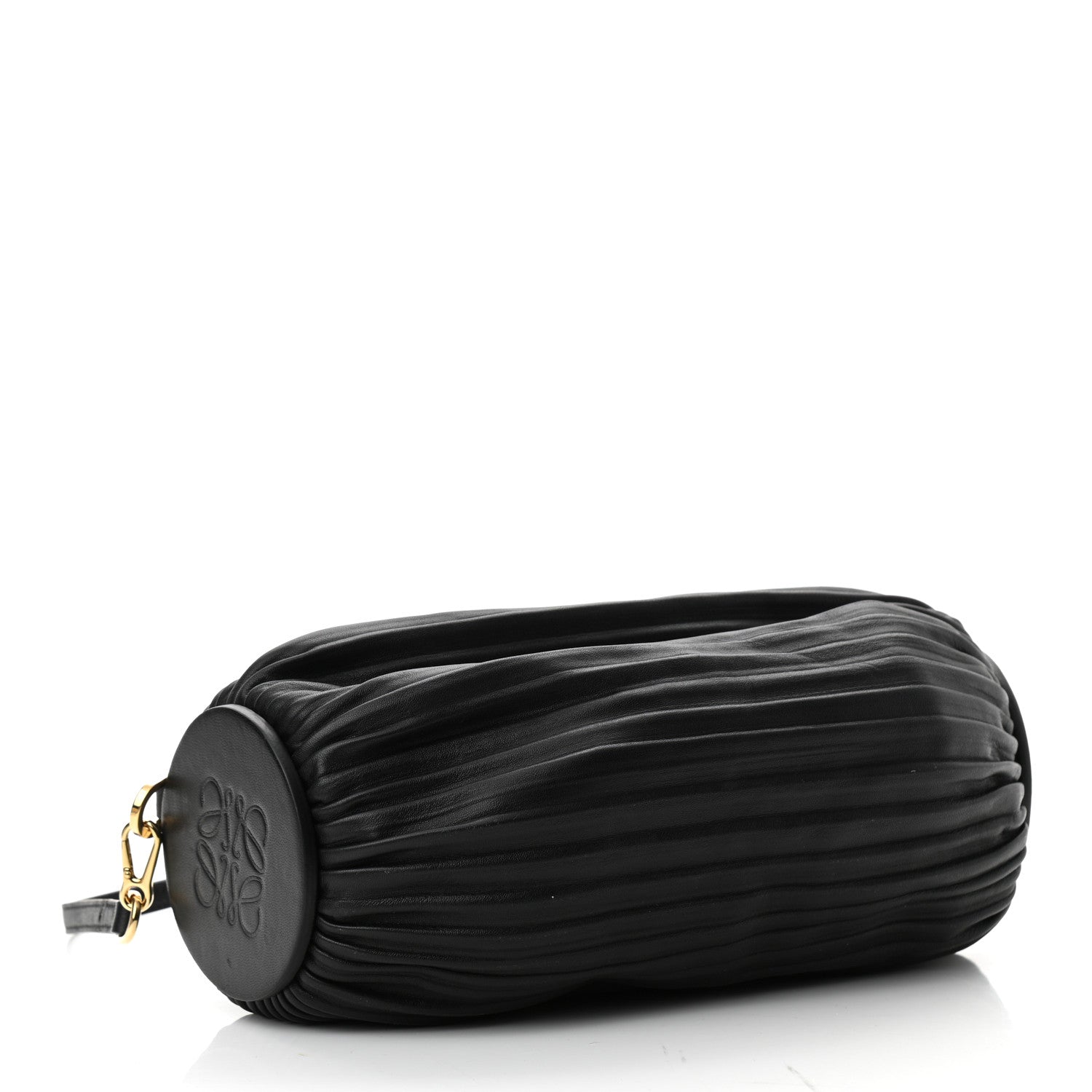 Loewe Lambskin Pleated Bracelet Pouch Shoulder Bag Black 2 of 10