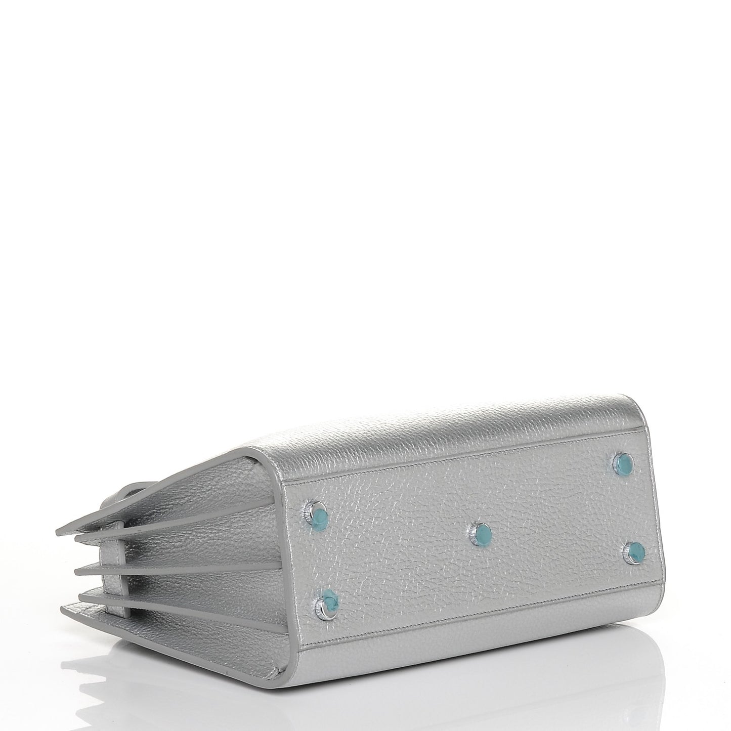 Metallic Grained Calfskin Baby Sac De Jour Silver
