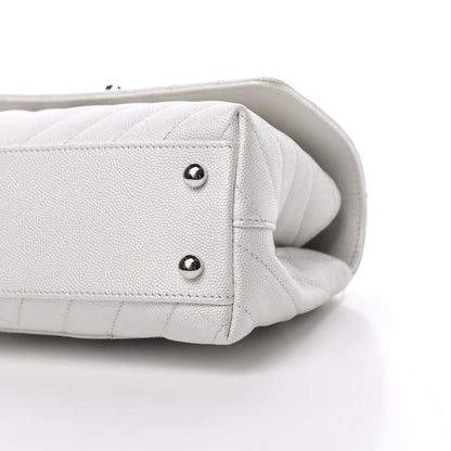 Chanel Iridescent Caviar Chevron Quilted Mini Coco Handle Flap White 11 of 14