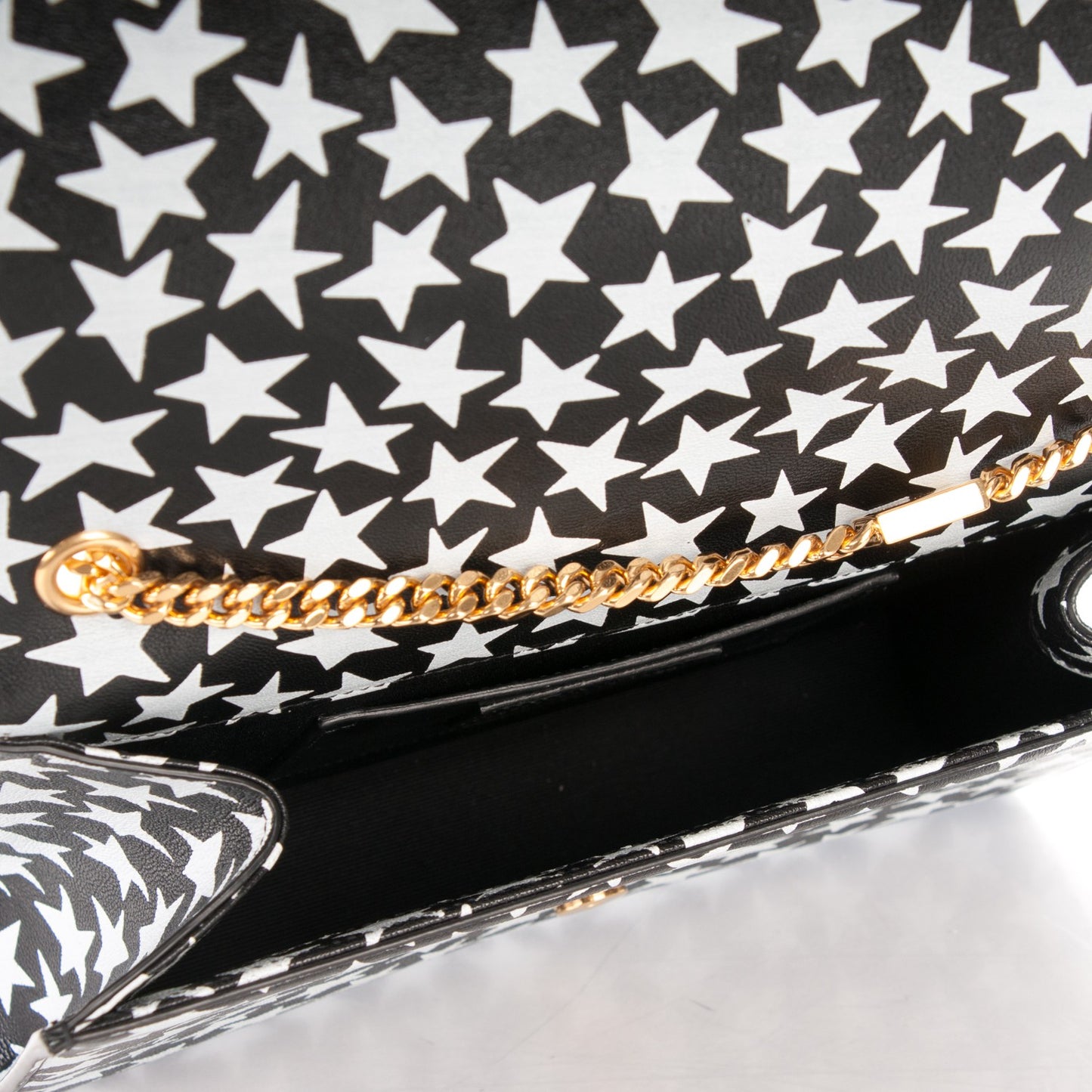 Lambskin Medium Star Print Monogram Kate Satchel Black White