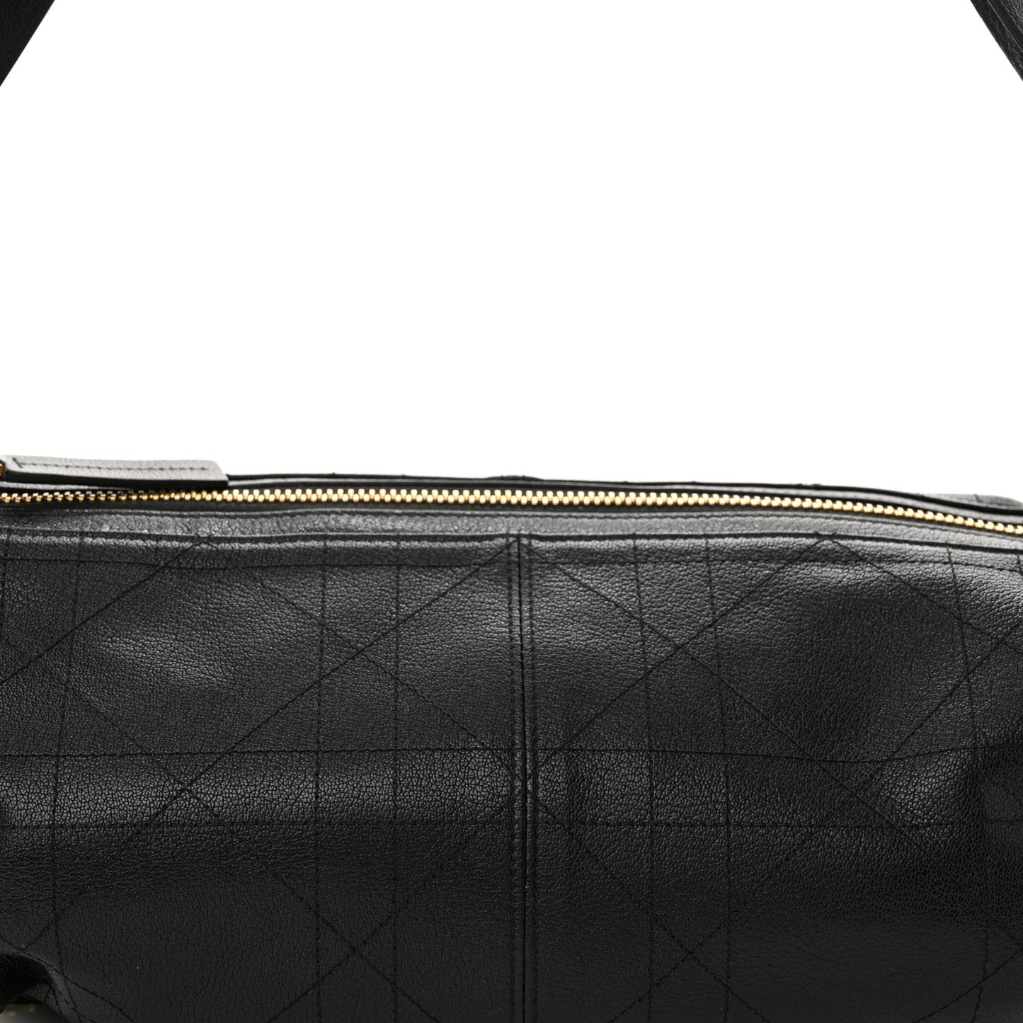 Shiny Grained Calfskin Macrocannage Medium D-Journey Bag Black