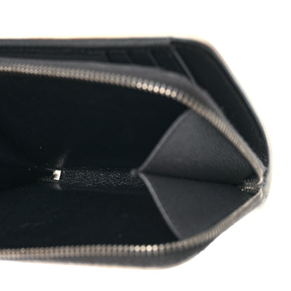 Saint Laurent Grain De Poudre Matelasse Chevron Monogram Compact Zip Around Wallet Asphalt White 6 of 10