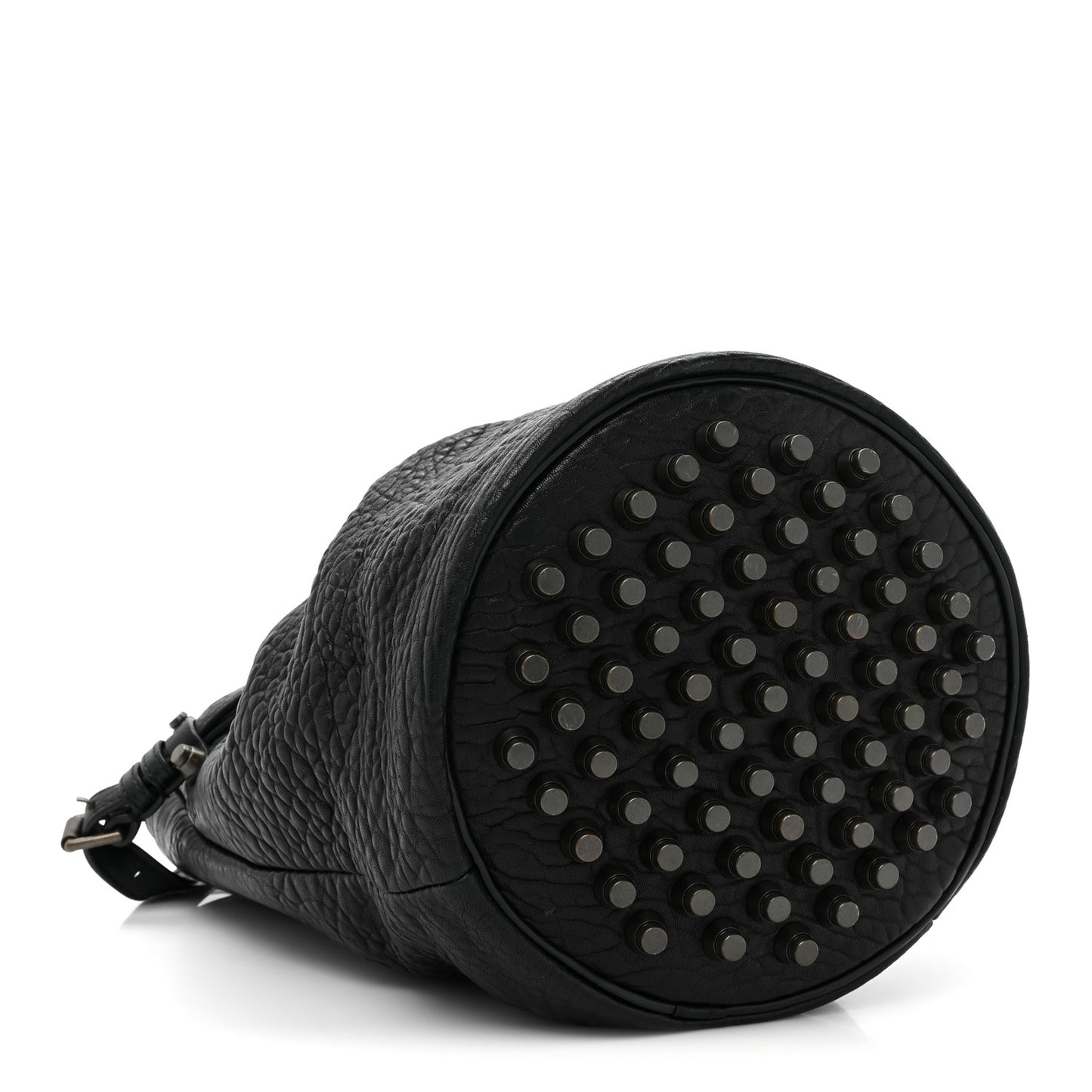 Pebbled Lambskin Diego Bucket Bag Black Nickel Hardware