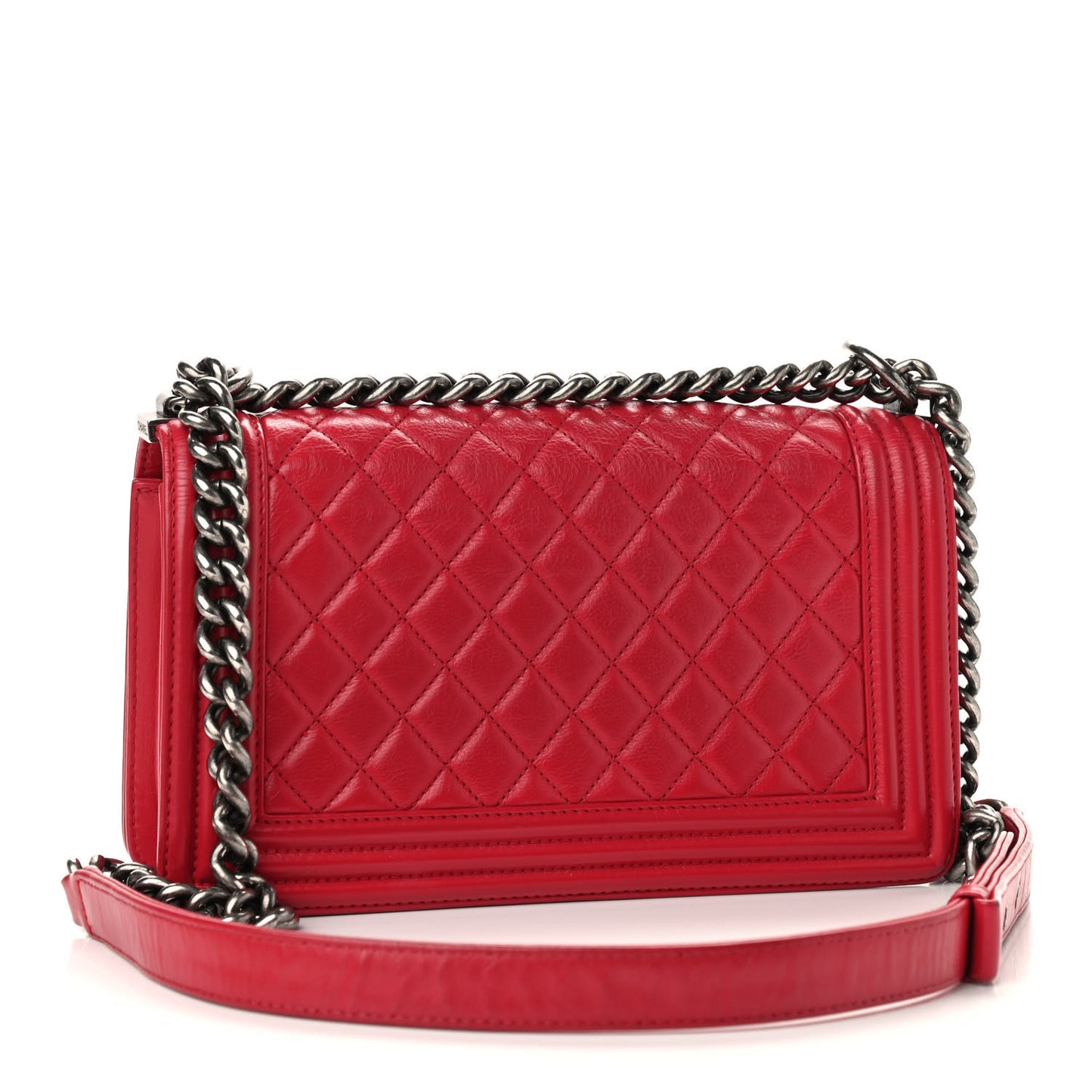 Calfskin Quilted Medium Boy Flap Red
