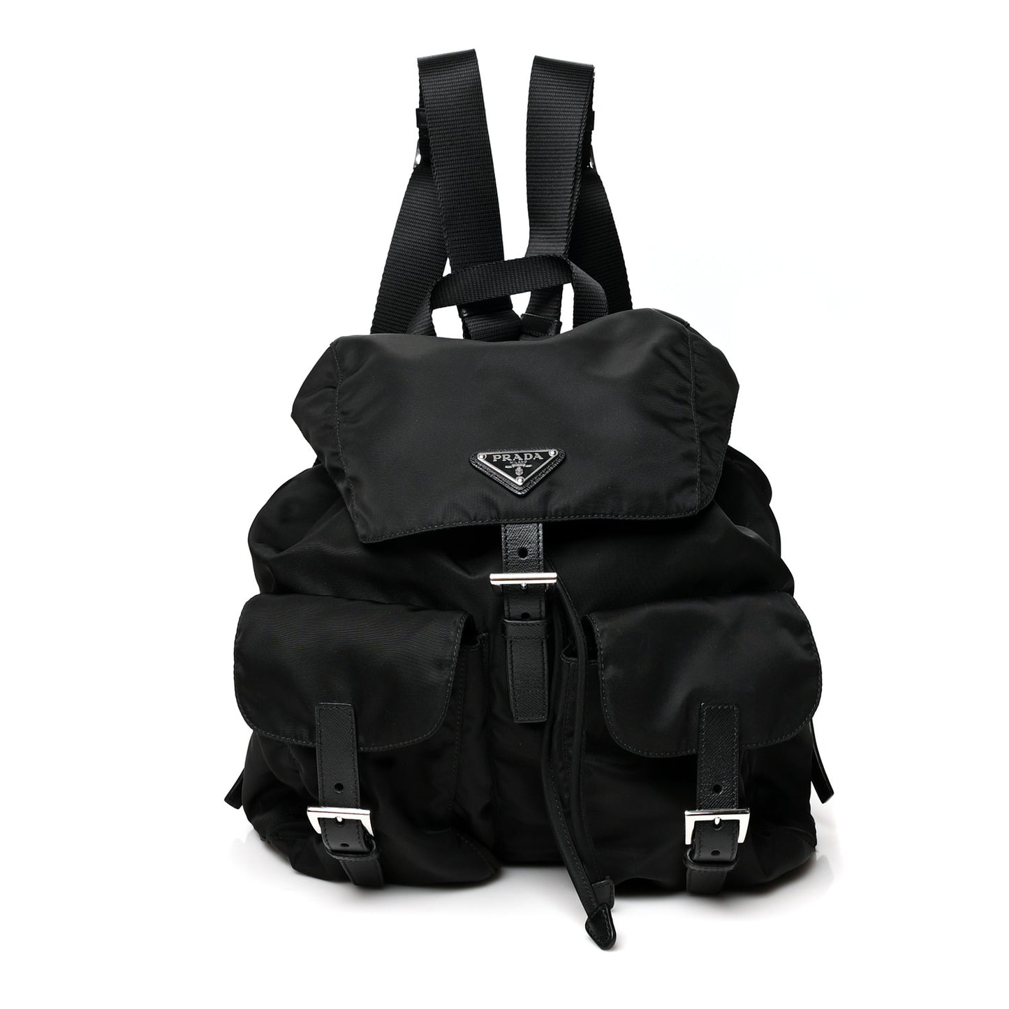 Tessuto Nylon Saffiano Medium Backpack Black
