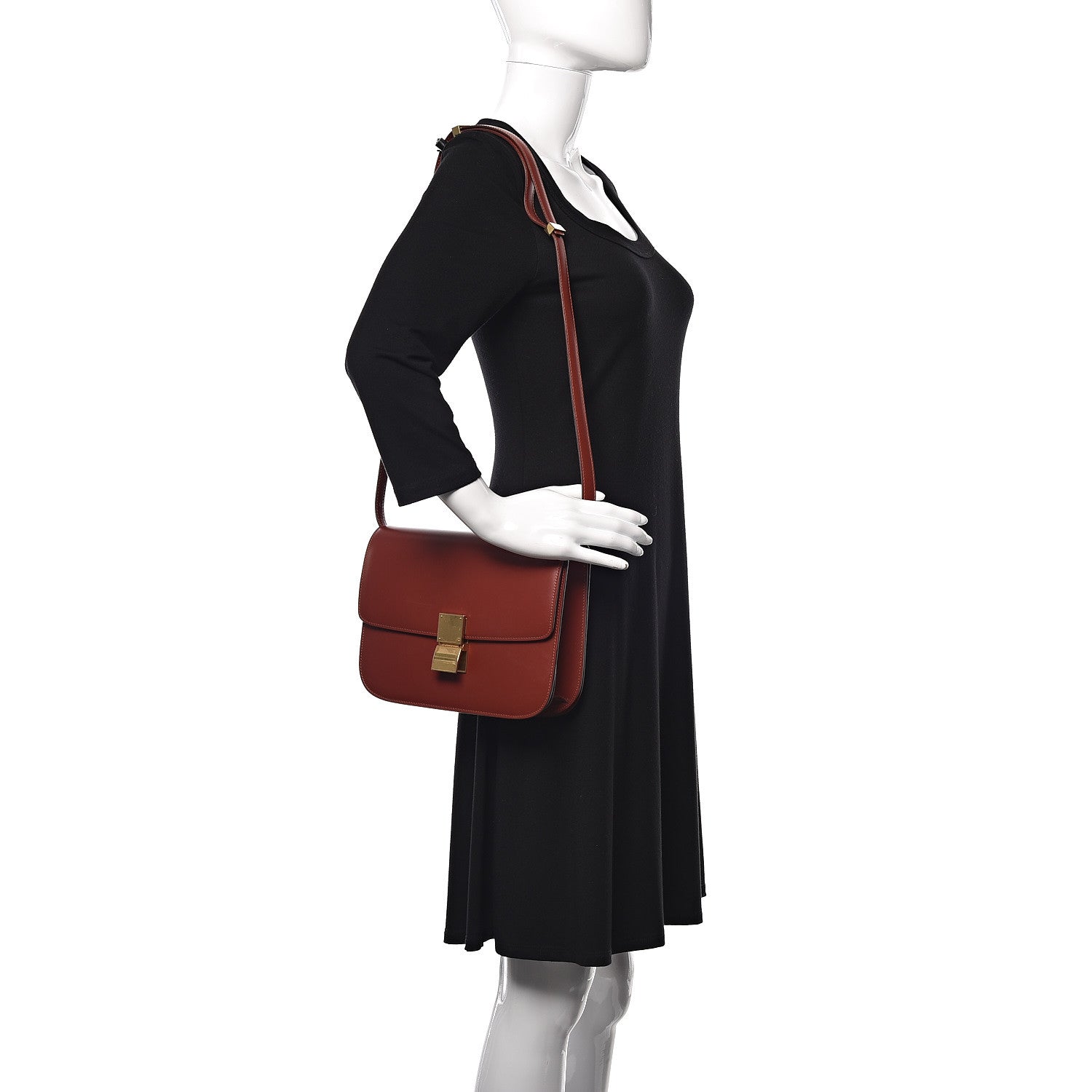 Celine Box Calfskin Medium Classic Box Flap Bag Dark Brick 2 of 11