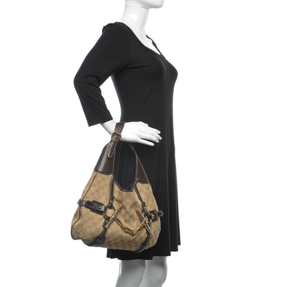 Gucci Monogram Large Horsebit 85th Anniversary Hobo Dark Brown 2 of 15