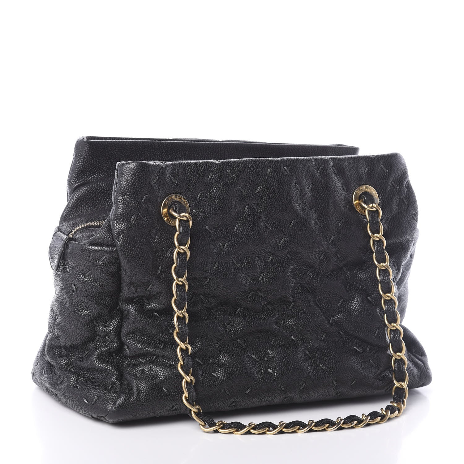 Chanel Caviar Stitched Tote Black 3 of 10